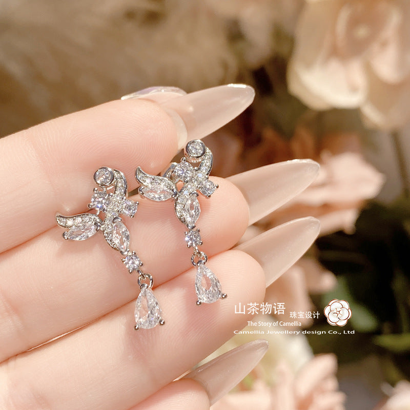 Camellia原设洛丽塔富家千金小众套装 镀18k 超仙璀璨仿真钻耳钉