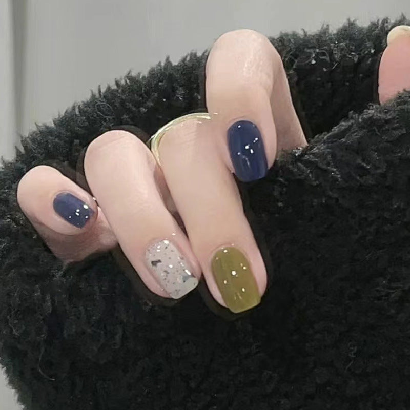 山木明纱穿戴甲简约指甲贴片跳色美甲片氛围假指甲美甲贴片成品甲