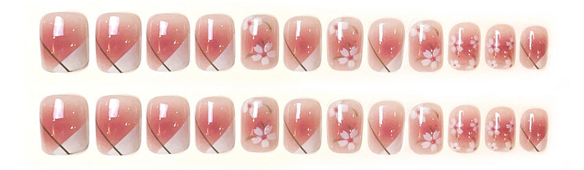 Fashion  nail Little Flower White Edge Wear Armor Nail Patch Nail Sticker Nail Stickers Fake Nails Wearable Nail Stickers A11