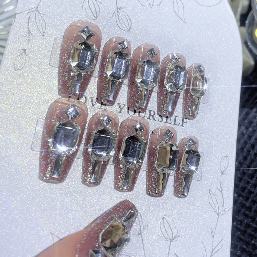 Fashion  nail New Nail Beauty Wear Nail Ins Advanced Pure Desire Rhinestone Nail Patch Wear Nail Bow Nail Stickers A35