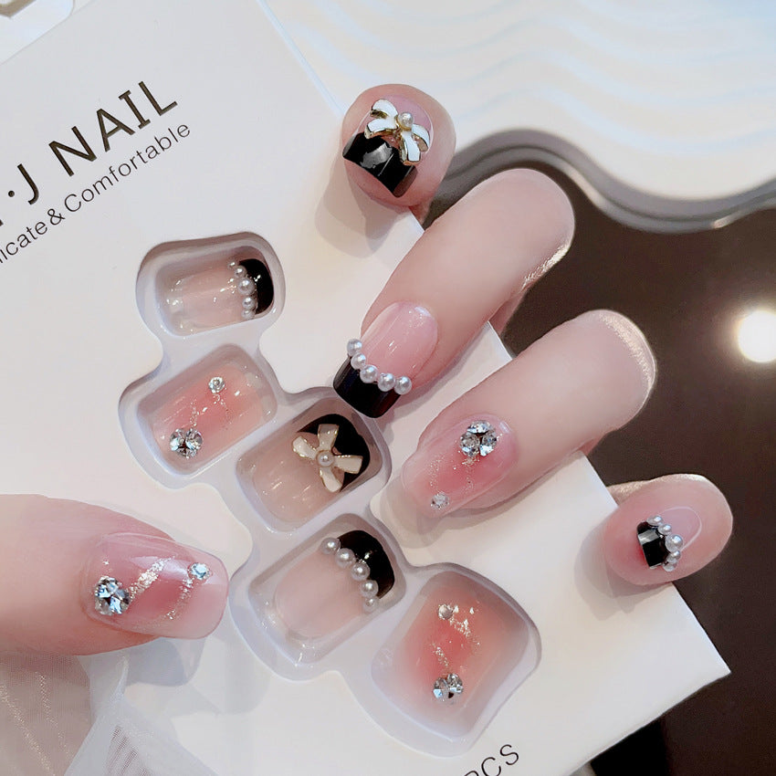 Fashion  nail Pure Desire Fake Nail Patch Bow Finished Nail Beauty Wearable Fake Nails Removable Nail Tip Wearable Nail X94