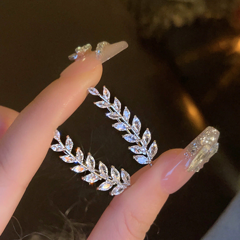 轻奢麦穗满钻一体式耳排精致耳环小众设计感高级感耳钉女独特耳饰