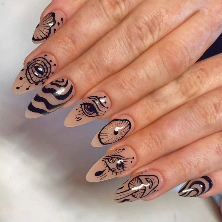 (Hand-made nail) super long hot girl wears nail chips, glitter nail patches, fake nail stickers, and finished products, sexy and exaggerated, European and American style wearables