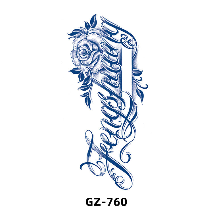 Free shipping Tattoo Cross-Border Herbal Semi-Permanent Tattoo Sticker Men's and Women's Waterproof Sweat-Proof Juice Half Sleeve Real-Proof Tattoo Letter Sticker Tattoo
