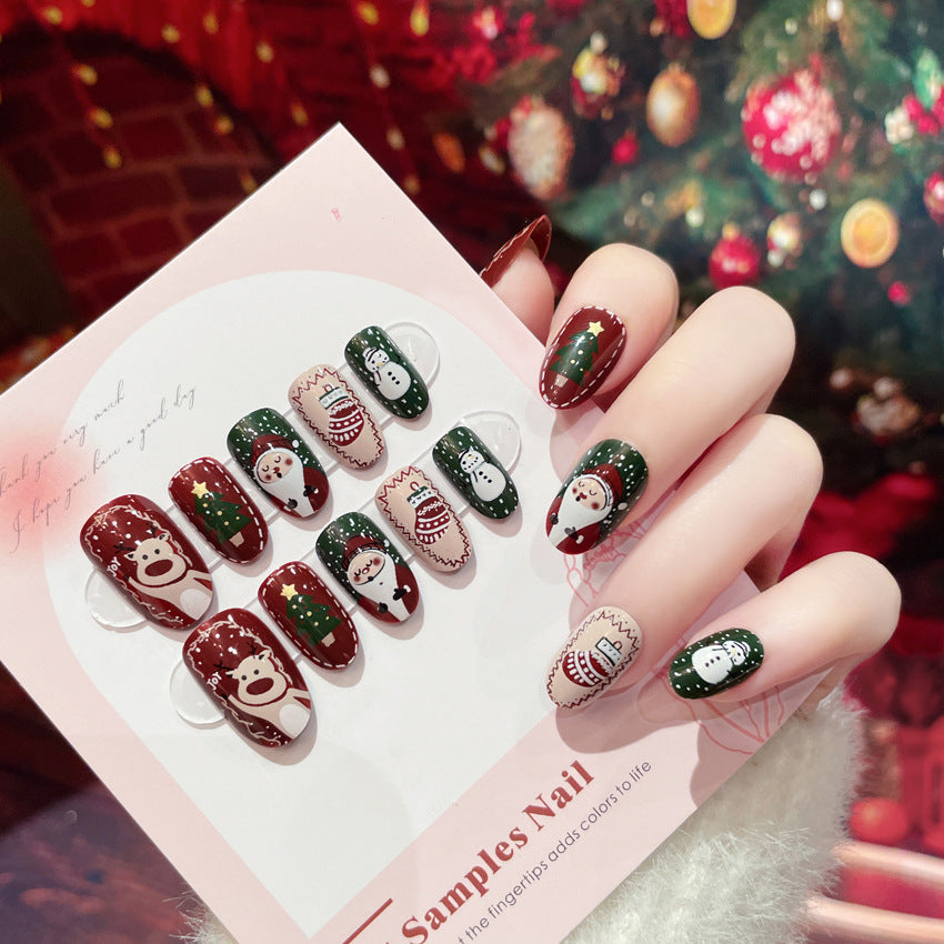 Fashion  nail New Christmas Fake Nails Christmas Gift Wear Nail Polish Piece Wearable Nail Patch Nail Art Wholesale P170