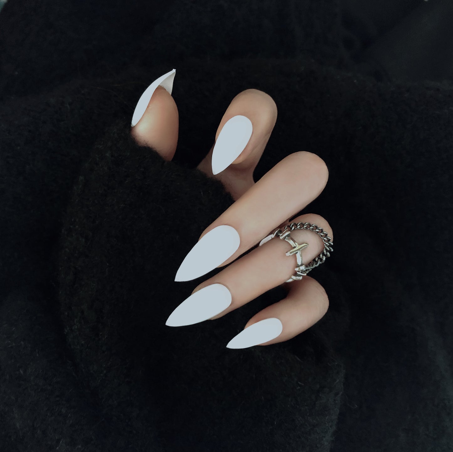 Fashion  nail Pointed Toe Nail Tip Solid Color Frosted and Matte Whole Fake Nails Wear Nail Nail Stickers Nail Finished Product Detachable