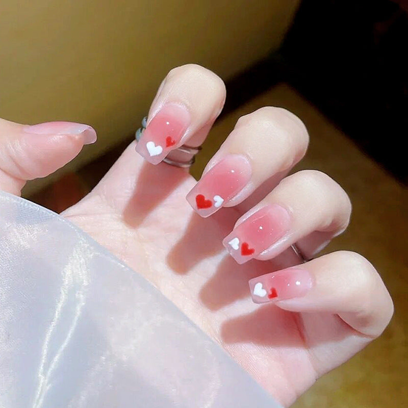 Fashion  nail Fake Nail Patch Wear Nail Finished Product Nail Tip Nail Stickers Disassembly Nail Patch Peach Heart Nail Stickers Short Y39