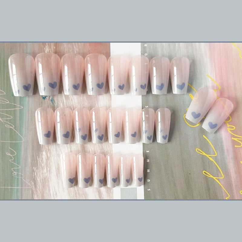 海洋爱心穿戴甲爱心指甲贴片渐变美甲片新款假指甲美甲贴片成品甲