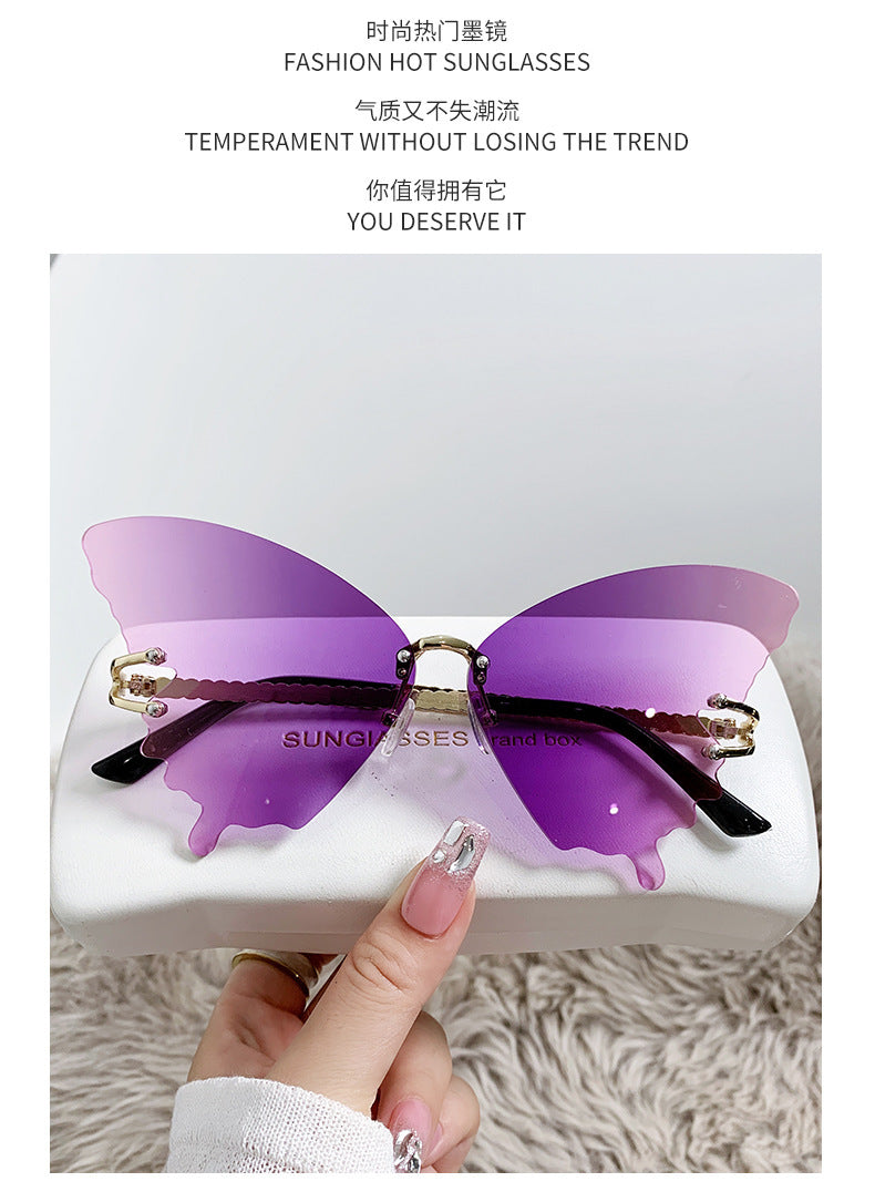 Women's fashion glasses 2023新款蝴蝶太阳镜女时尚框渐变色墨镜欧美潮流街拍太阳眼镜跨境