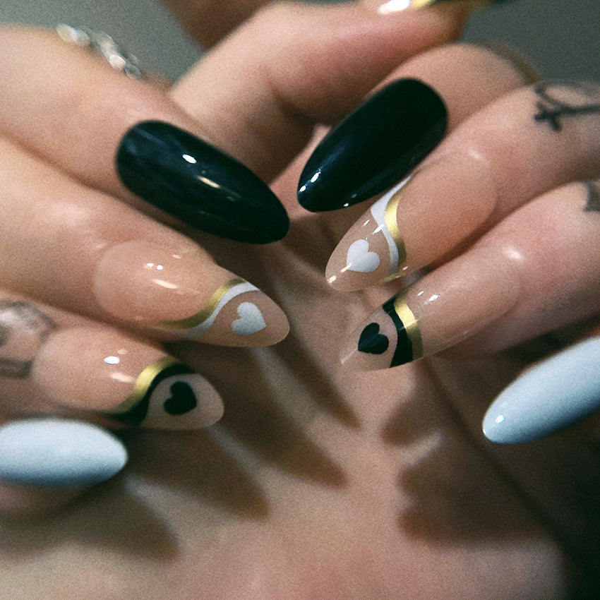 Fashion  nail Foreign Trade Style Elegant White Wear a European and American Ins Style Nail Sticker Fake Nails Wholesale W9