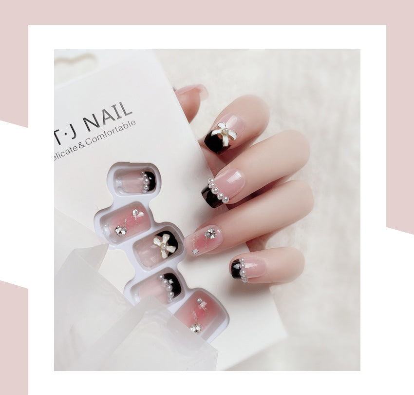Fashion  nail Pure Desire Fake Nail Patch Bow Finished Nail Beauty Wearable Fake Nails Removable Nail Tip Wearable Nail X94