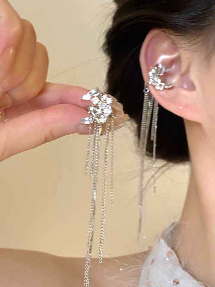 925银针满钻蝴蝶流苏耳环时尚耳坠轻奢高级感耳饰女批发