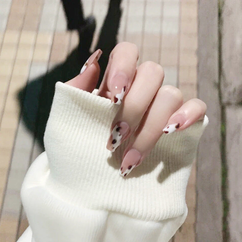 Fashion  nail Wearable Nail Sticker Chessboard Grid Wearable Nail Piece Nail Shaped Piece Removable Nail Patch Finished Product Y14