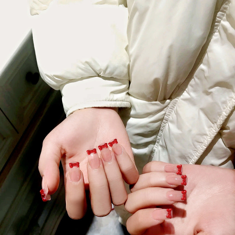 Fashion  nail Fake Nails Patch on the Escape Princess Nail Stickers Wear Nail Beauty Nail Bow Fake Nail Tip X7