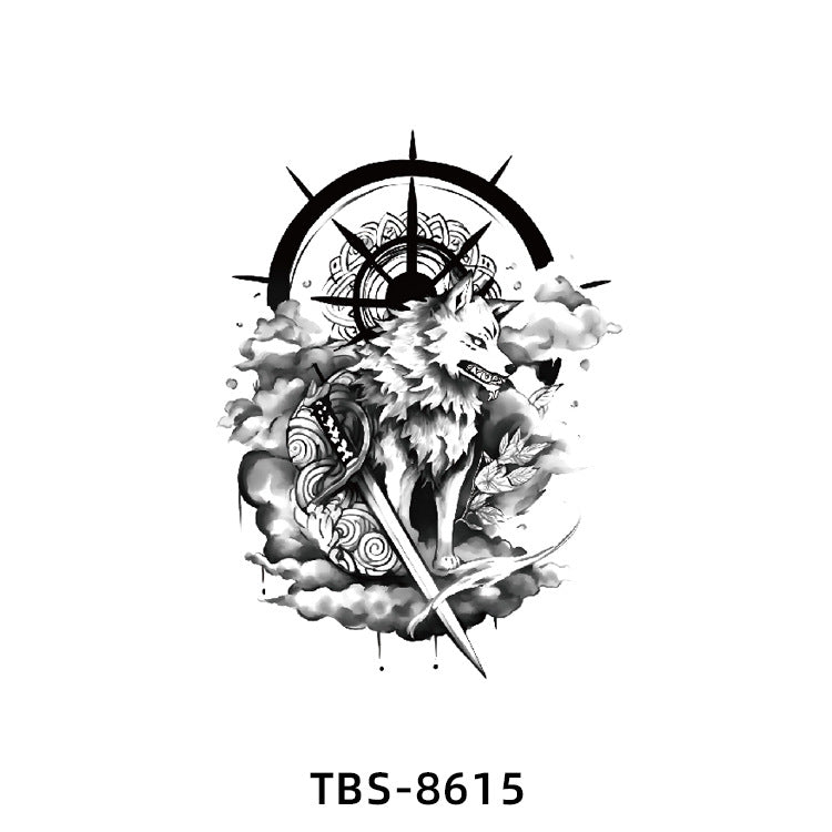 Free shipping Tattoo New Wholesale Small Flower Arm Waterproof Tattoo Sticker Half Sleeve Arm Back Color Animal Skull European and American Tattoo Sticker Paper
