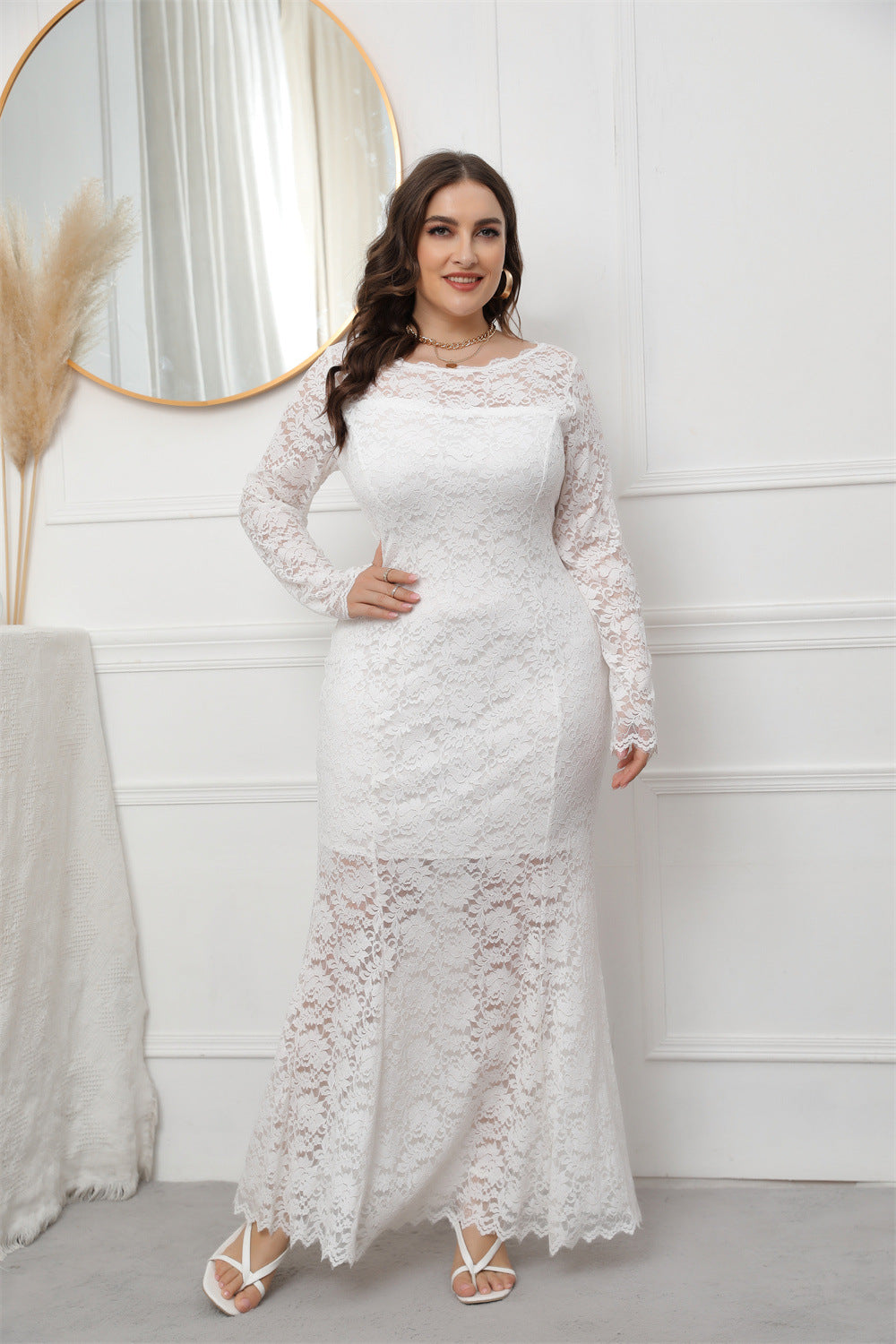 Fashion women's wear 2024  plus Size Women's Clothing New   Cross Border Foreign Trade Lace Fishtail Evening Dress Dress Sq0208