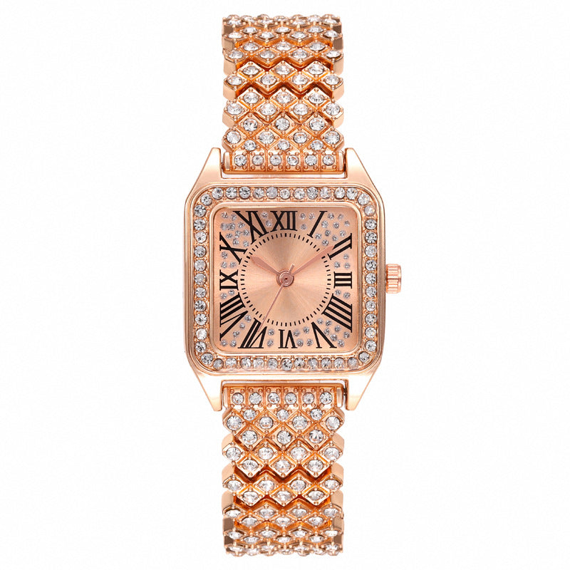Fashion women's watchForeign Trade Cross-Border Hot Sale Top-Selling Product Fashion Roman Wenzhong Diamond Square Women's Watch Women's Watch Quartz Watch Factory Wholesale