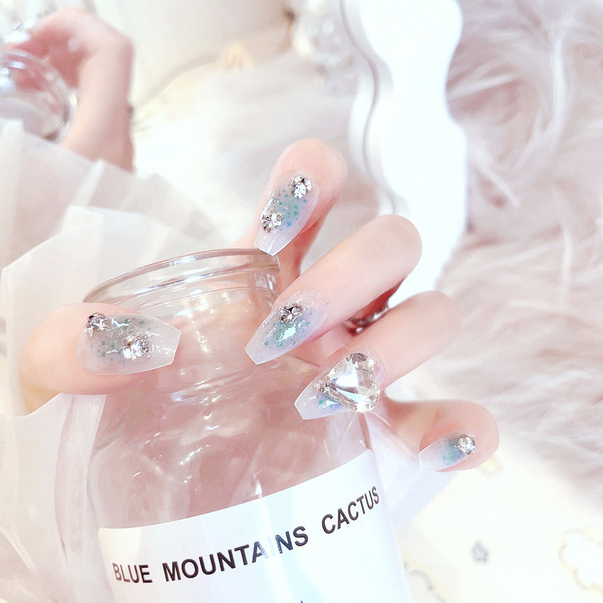 Fashion  nail Pure Desire Nail Beauty Piece Fake Nail Patch Wear Nail Finished Product Nail Tip Nail Tip Rhinestone Love Nail Stickers Remove Nail X72
