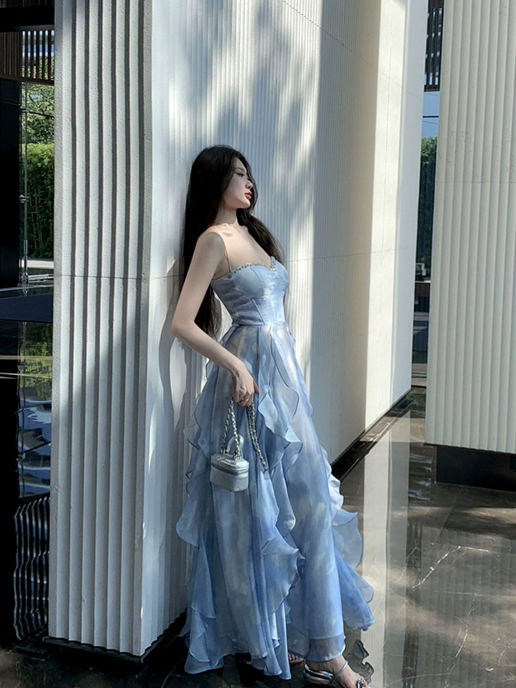 Fashion women's wear Phantom Fairy Seaside Vacation Elegant Beach Dress Ruffled Escape Princess Skirt Summer Sling Dress