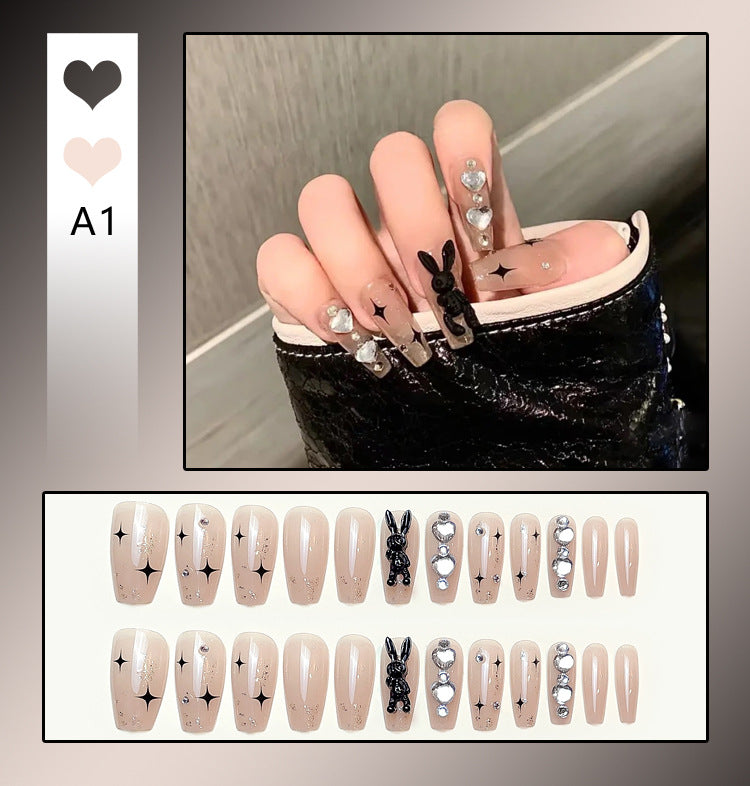 Fashion  nail Handmade Wear Nail Wholesale Internet Hot Diamond in the Debris Butterfly Glitter Nail Tips Finished Product Nail Patch Jelly Glue