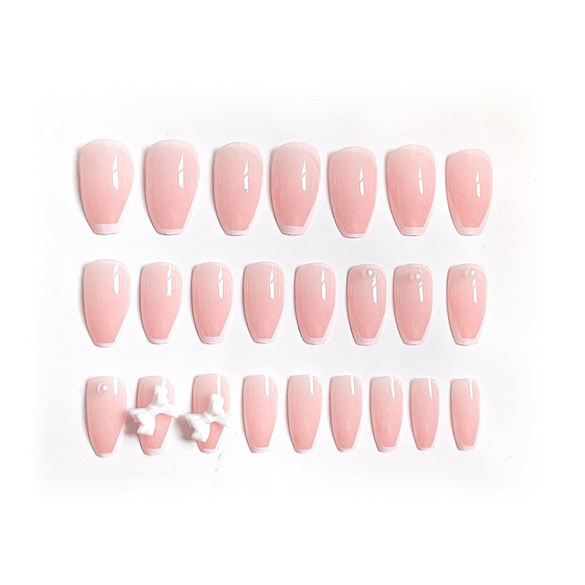 Fashion  nail Wear Armor Nail Stickers Nail Patch Fake Nails Detachable Bow White Edge Nail Sticker X33