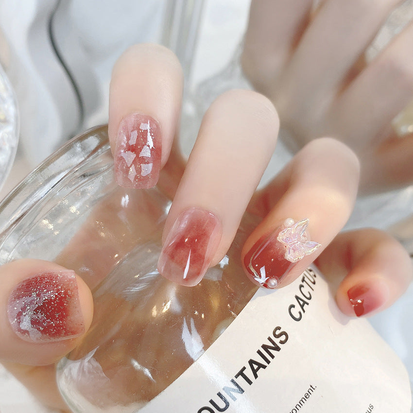 Fashion  nail New Nail Beauty Wear a Short Cute Style Nail Patch Wear a Butterfly Nail Stickers Wholesale A47