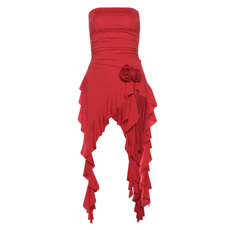 Free shipping  women's clothing  spring and summer new fashionable and sexy solid color waist strap chest wrap dress tops