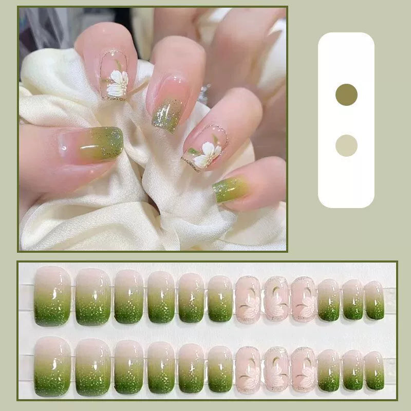 (Hand-made nail) French nail armor long black small fragrance simple white high-grade sense nail piece bride pregnant woman finished product.