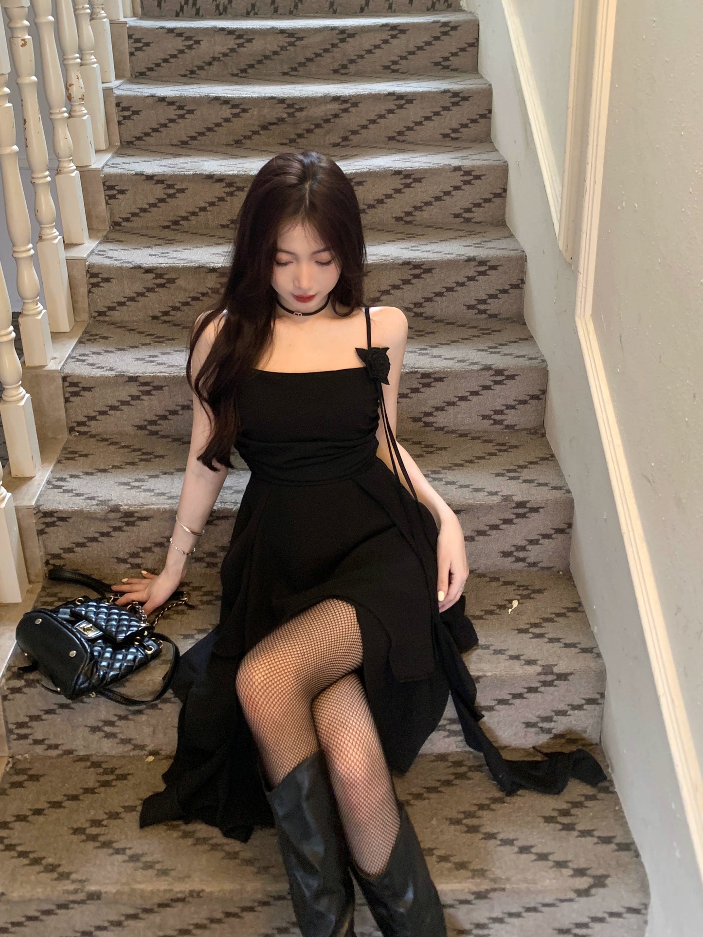 Fashion women's wear plus Size Women's Clothing Black Camisole Dress Women's Summer Sexy Skirt Plump Girls Covering Belly Thin Irregular A- line Skirt