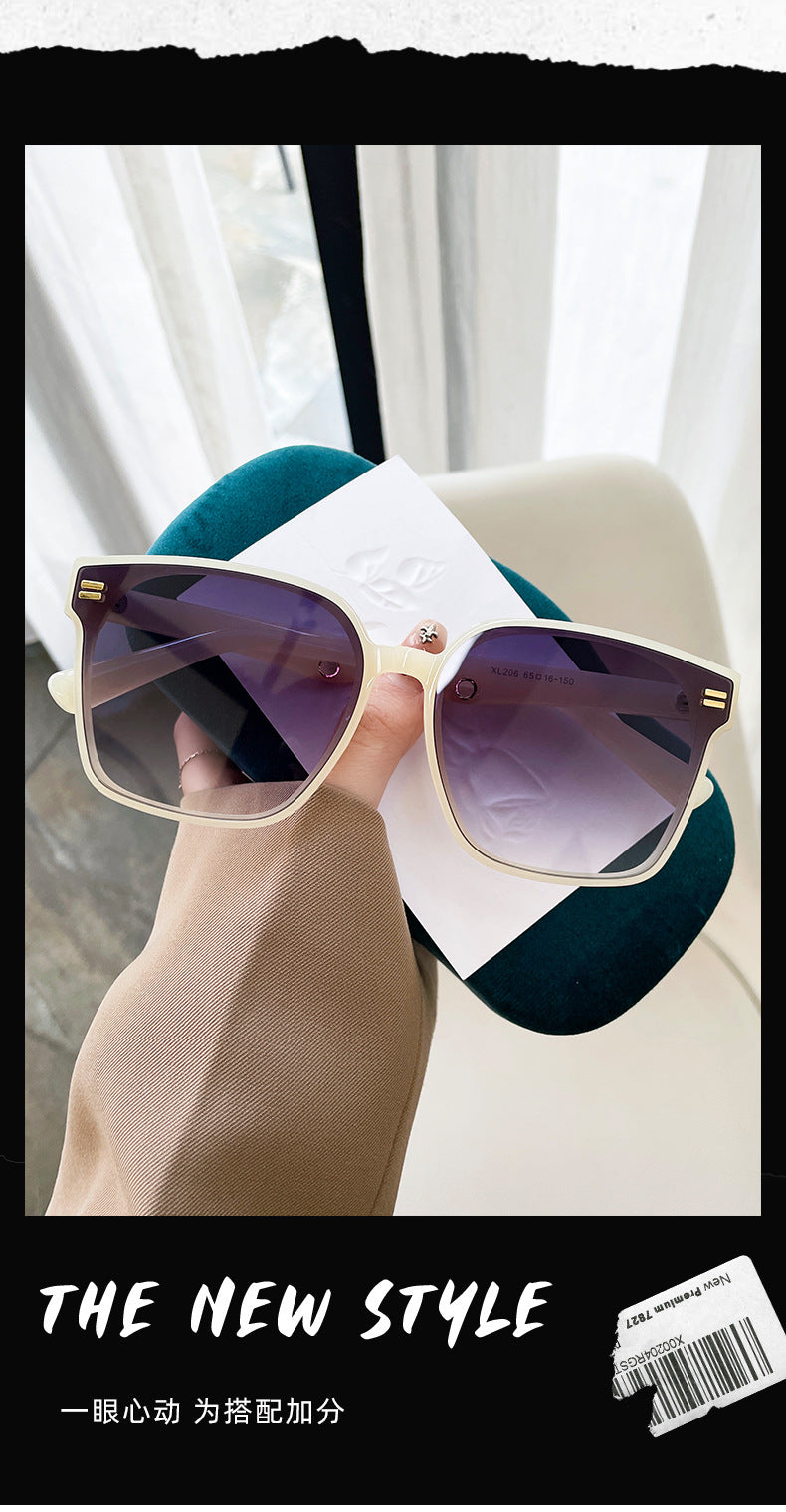 2024 New Mi Nail Square Large Frame High end Sunglasses with Small Red Book, Skinny Appearance, Sunshade for Men and Women Sunglasses Trend