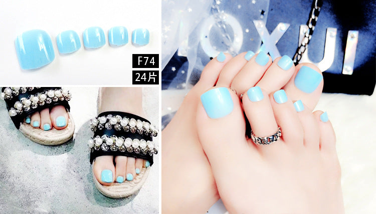 Fashion  nail Tina Finished Nail Beauty Fake Nail Patch Nail Solid Color Toenail Nail Sticker Nail Shaped Piece 24 Pieces F Series