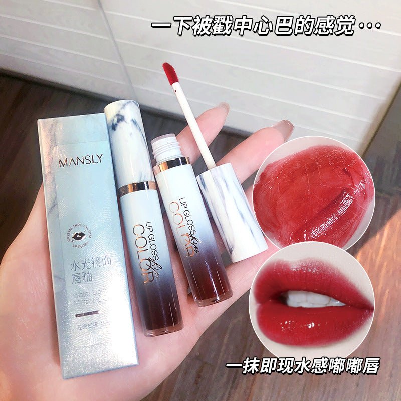 MANSLY晶透水光镜面口红唇釉唇彩持久显白不易沾杯秋冬轻薄滋润玻璃唇