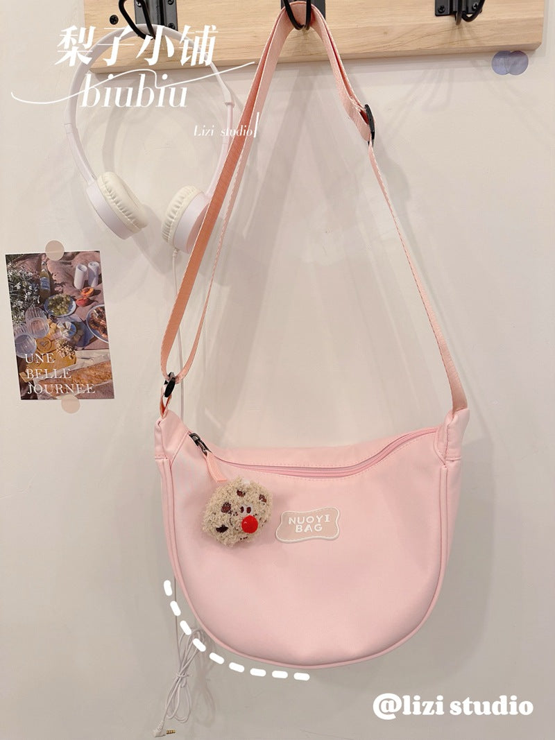 Dopamine Bag Free shipping Tattoo Crescent bag Crossbody bag Women's dopamine niche design Nylon cloth dumpling bag Wide shoulder strap Casual shoulder bag