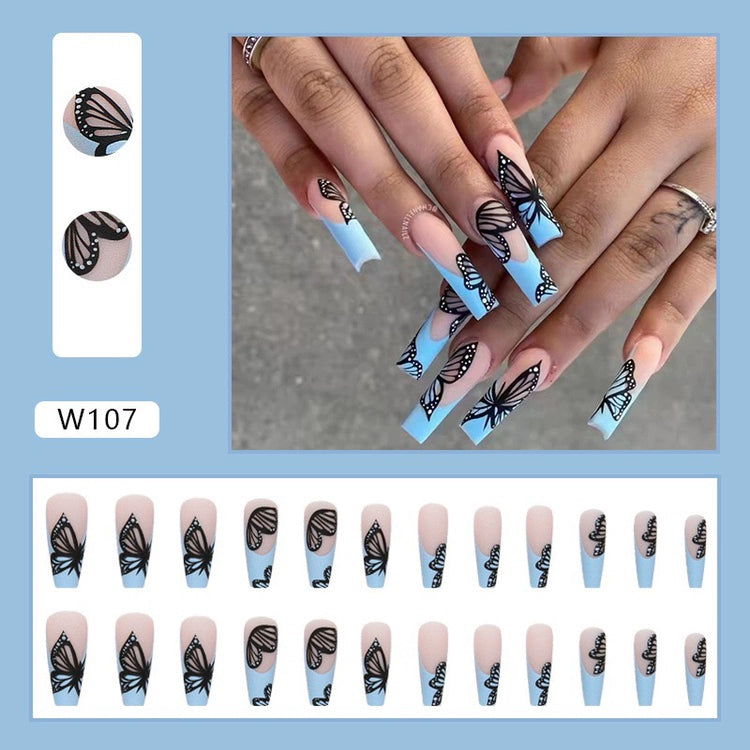 (Hand-made nail) The dark fairy in Europe and America is dying, the magic mirror powder is white, and the finished nail product, Millennium Spice Girl fake nails patch, is worn for a long time.