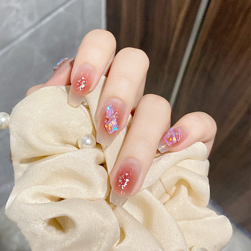 极光钻金箔穿戴甲腮红晕染指甲贴片美甲片假指甲美甲贴片成品甲片