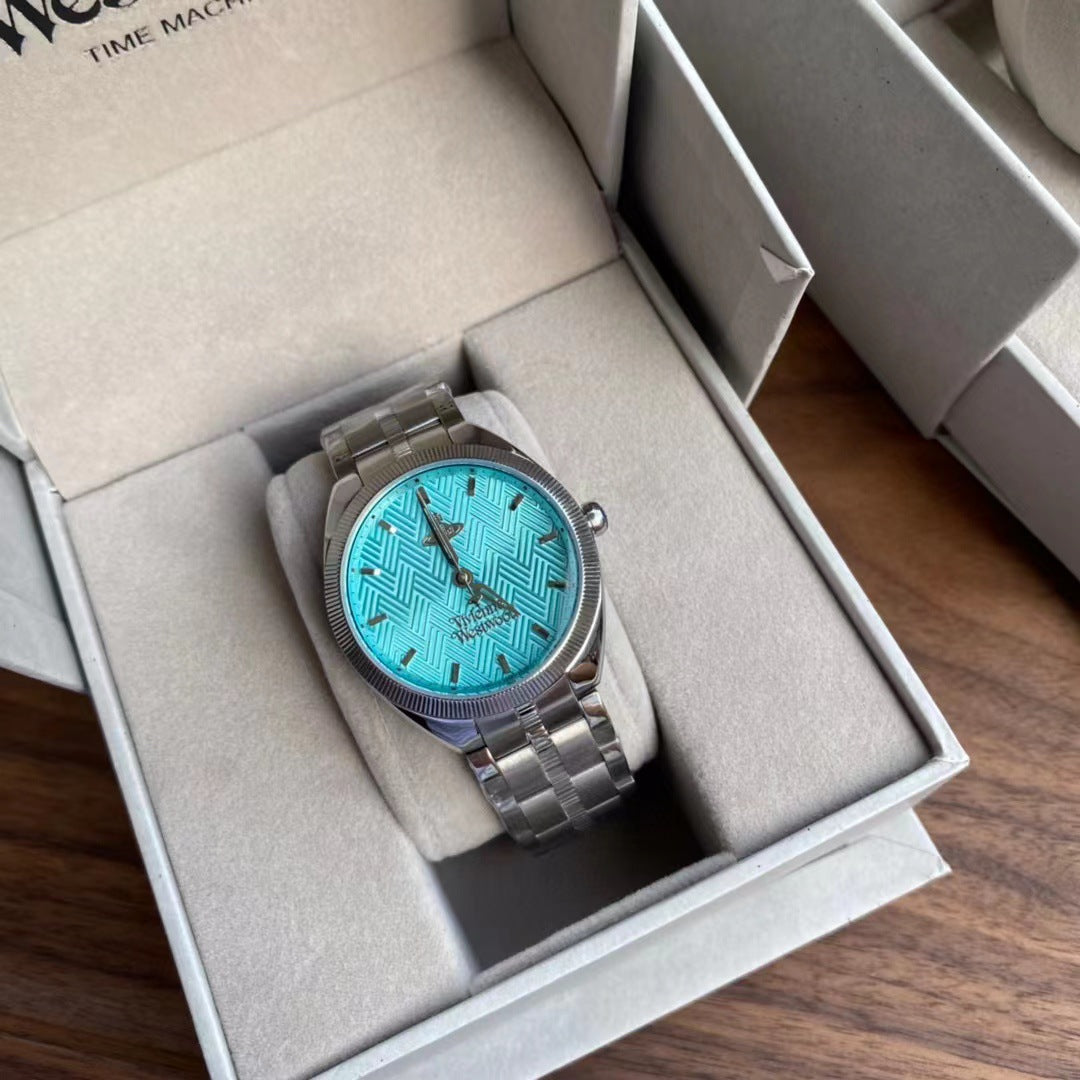 Fashion women's watchOne Piece Dropshipping Weiwei'an Queen Mother Ice Crushing Blue Watch New Dark Plum Purple Women's Watch Pitaya Saturn Small Golden Watch