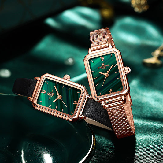 Fashion women's watchRuizhiyuan Brand Watch Women's Hot Sale Internet Celebrity Small Green Watch Best-Seller on Douyin Waterproof Retro Quartz Watch Women's Watch