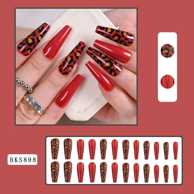 (Hand-made nail)美甲贴片nails穿戴甲长款欧美假指甲美甲贴片穿戴甲甲片成品