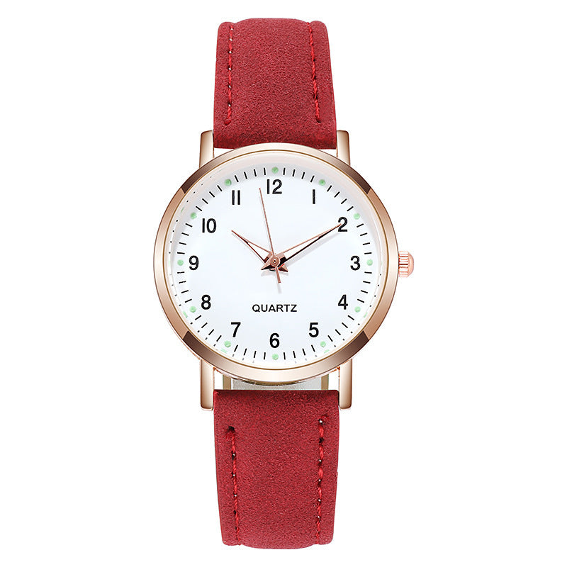 Fashion women's watchNew Simple Digital Men's and Women's Luminous Watch Small Fresh Matte Leather Casual Watch Women's Quartz Watch