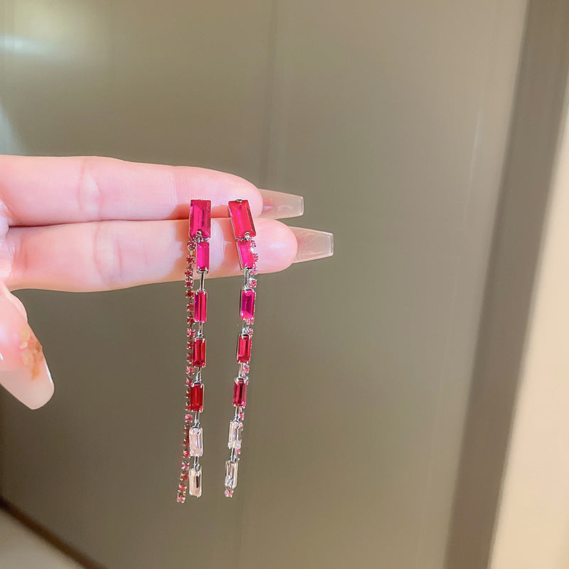 925银针满钻蝴蝶流苏耳环时尚耳坠轻奢高级感耳饰女批发