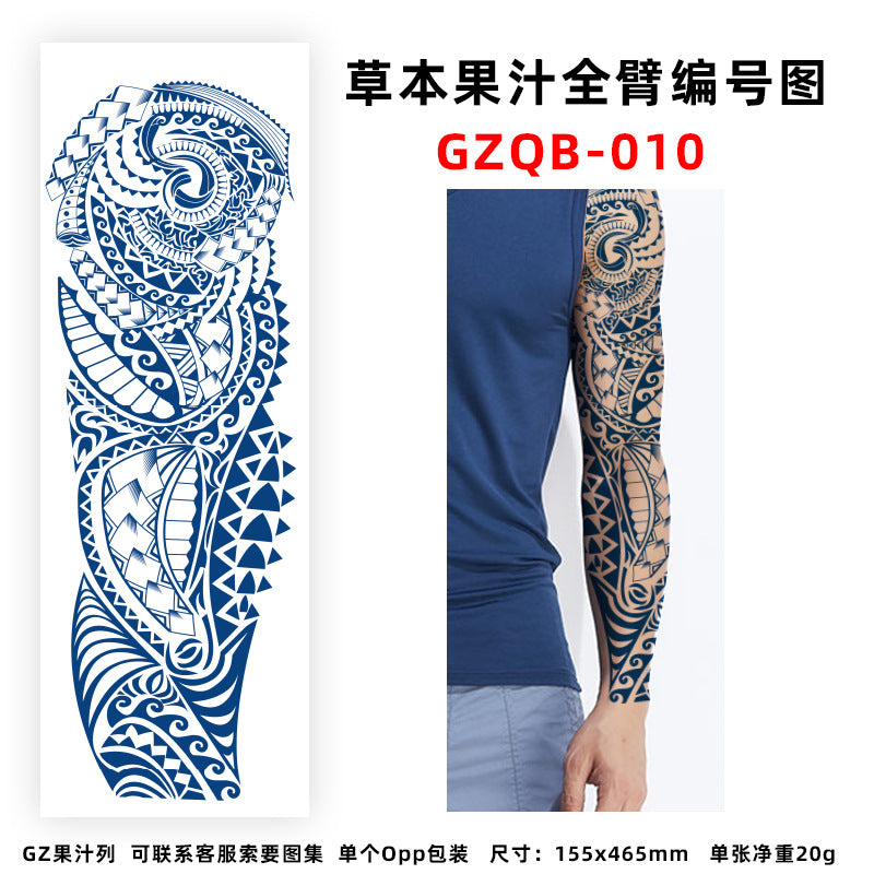 Free shipping Tattoo Factory in Stock Wholesale Herbal Juice Full Arm Tattoo Sticker Waterproof Sweat-Proof Imitation Tattoo Semi Permanent Tattoo Sticker