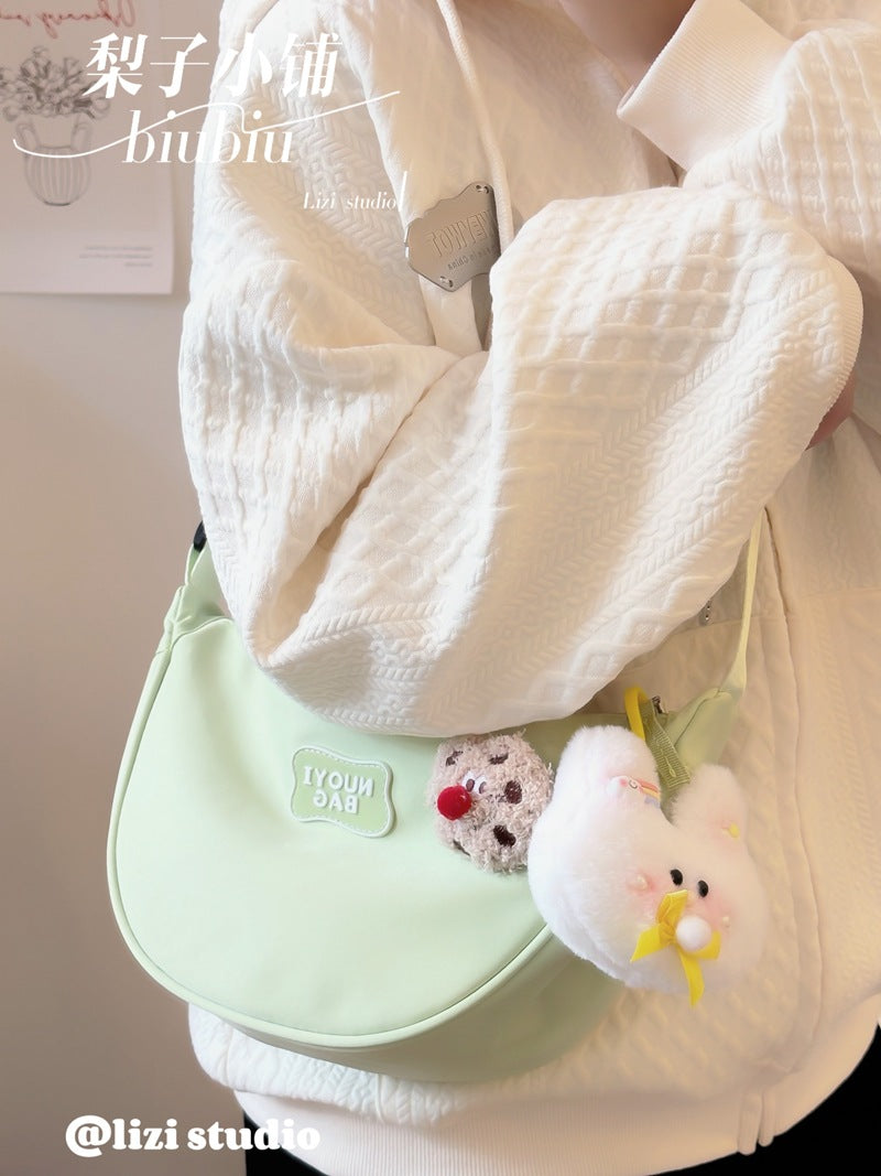 Dopamine Bag Free shipping Tattoo Crescent bag Crossbody bag Women's dopamine niche design Nylon cloth dumpling bag Wide shoulder strap Casual shoulder bag