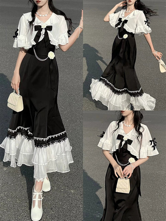 Fashion women's wear French Strap Dress Women's Summer 2024 New High-Grade Dress Daily Style Super Fairy Slimming Fishtail Dress