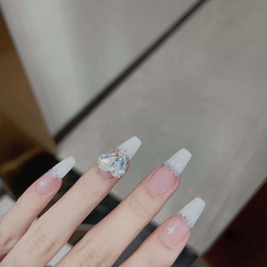 Fashion  nail Wear Armor Nail Stickers Nail Patch Fake Nails Detachable Peach Heart Long Nail Sticker X29