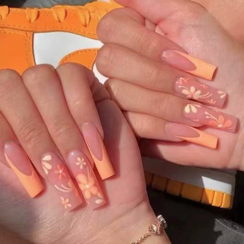 花花法式穿戴甲蝴蝶nails 跨境美甲片外贸假指甲长甲美甲贴片高级
