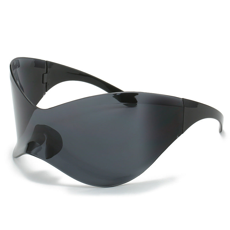 Women's fashion glasses 2023欧美大框太阳镜女潮Y2K千禧无框骑行墨镜男款跨境亚马逊爆款