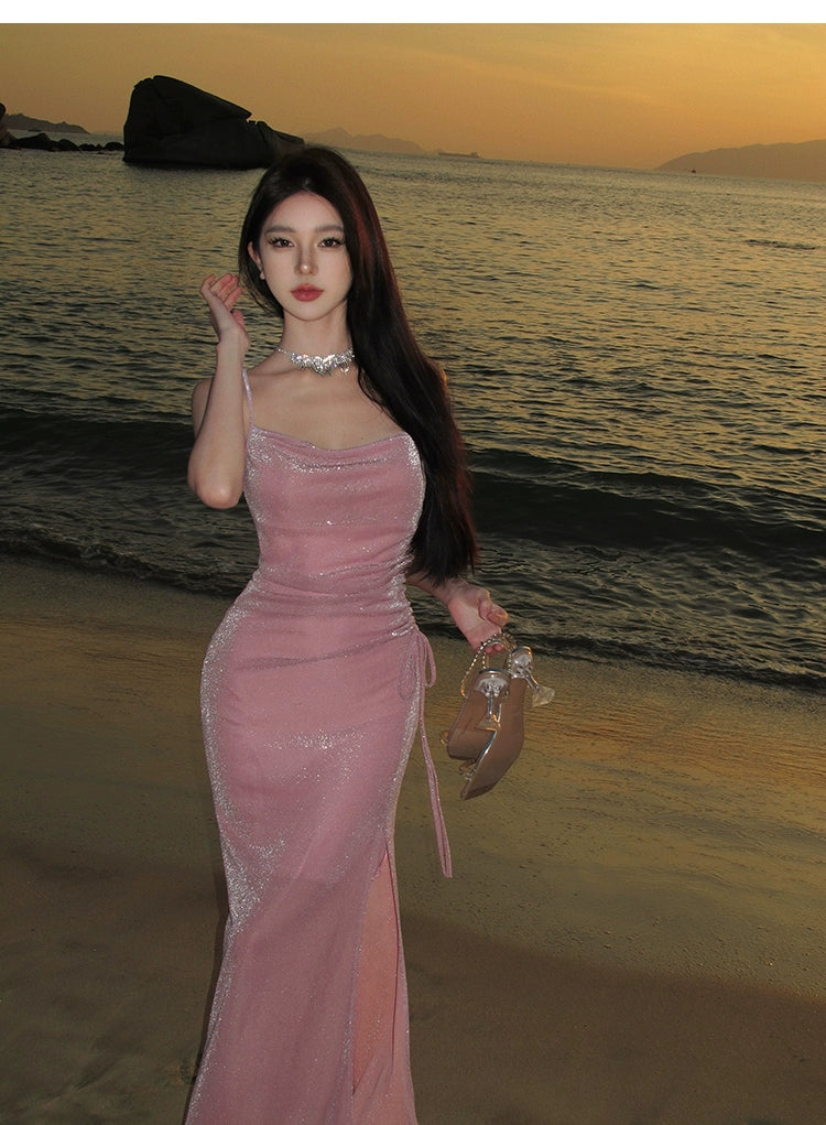 Fashion women's wear Seaside Holiday Beautiful Small Skirt High Sense French Style Temperament Ladies Annual Meeting Dress Sling Dress 2024
