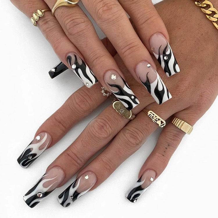(Hand-made nail) super long hot girl wears nail chips, glitter nail patches, fake nail stickers, and finished products, sexy and exaggerated, European and American style wearables
