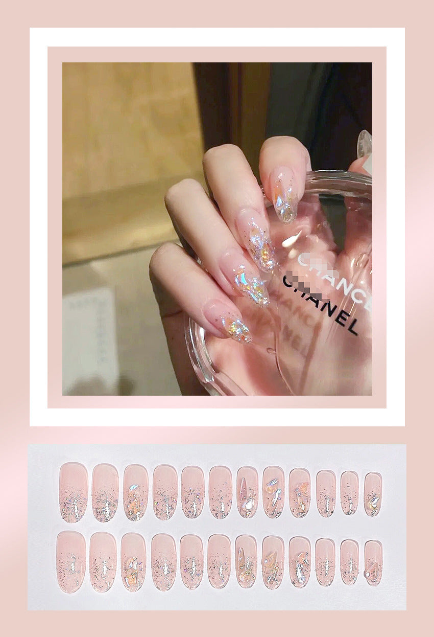 Fashion  nail Wear Armor Nail Stickers Nail Patch Fake Nails Detachable Aurora Diamond Long Nail Sticker Y47