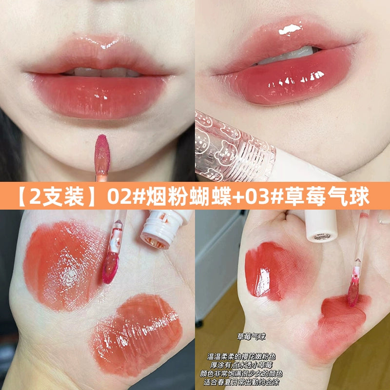 镜面水光玻璃口红唇釉女持久不易掉色口红平价学生番茄奶茶色泡泡唇釉